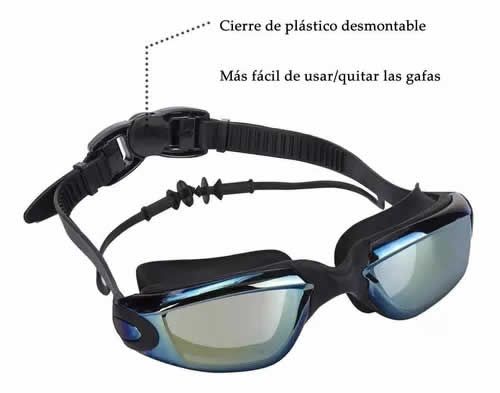 Gafas Piscina Natación Tapa oídos Integrados Tipo Espejo  Uv400 + Estuche