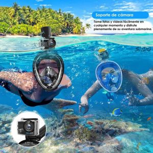 Mascara Buceo Careta Snorkel Full Face Soporte Cámara Gopro