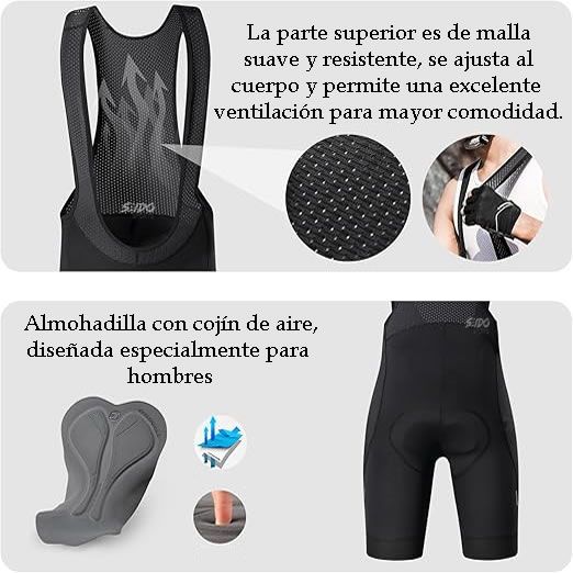 Badana Ciclismo Pantaloneta Gel Tirantas Hombre Bicicleta