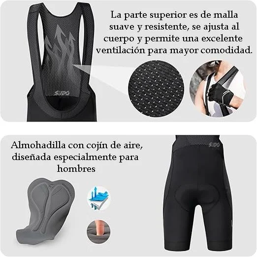 Pantaloneta Ciclismo Hombre Badana Gel Tirantas Bicicleta