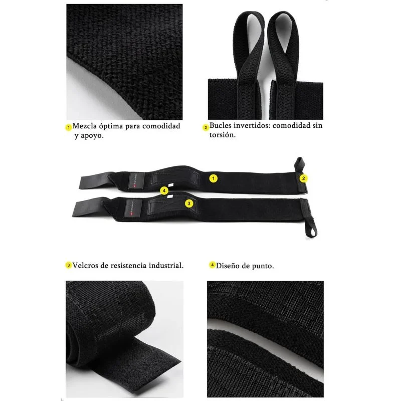 Vendas Straps X2 Muñequeras Levantamiento Pesas Soporte Gym