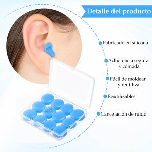 Tapa Oidos Silicona Moldeables X 6 Pares Natacion + Estuche