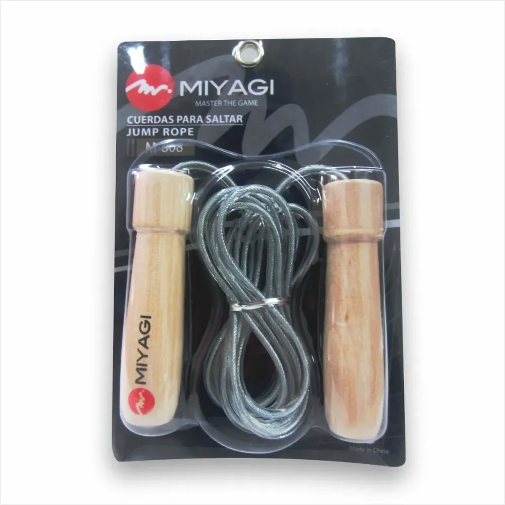Cuerda Salto Lazo Miyagi Mango Madera Cardio Fitness Entrena