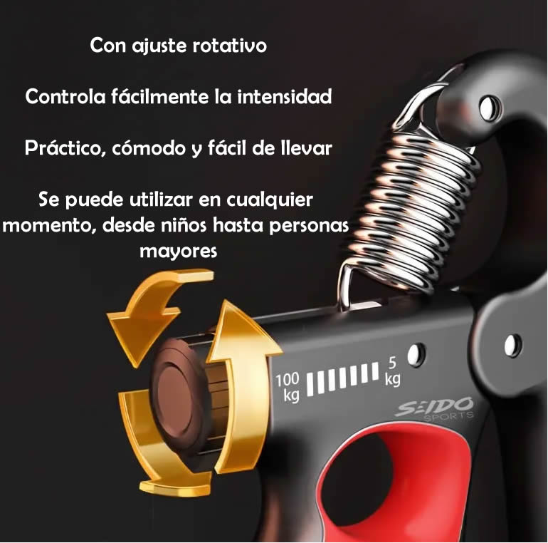 Hand Grip Tensor 5/100 Kg Contador Entrenador Mano Terapia