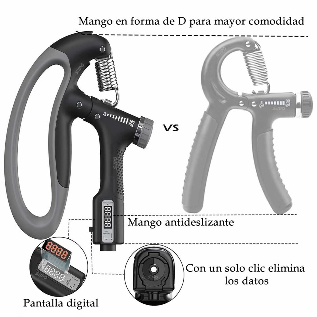 Tensor Hand Grip 10/100 Kg X2 Contador Ejercitador Terapia