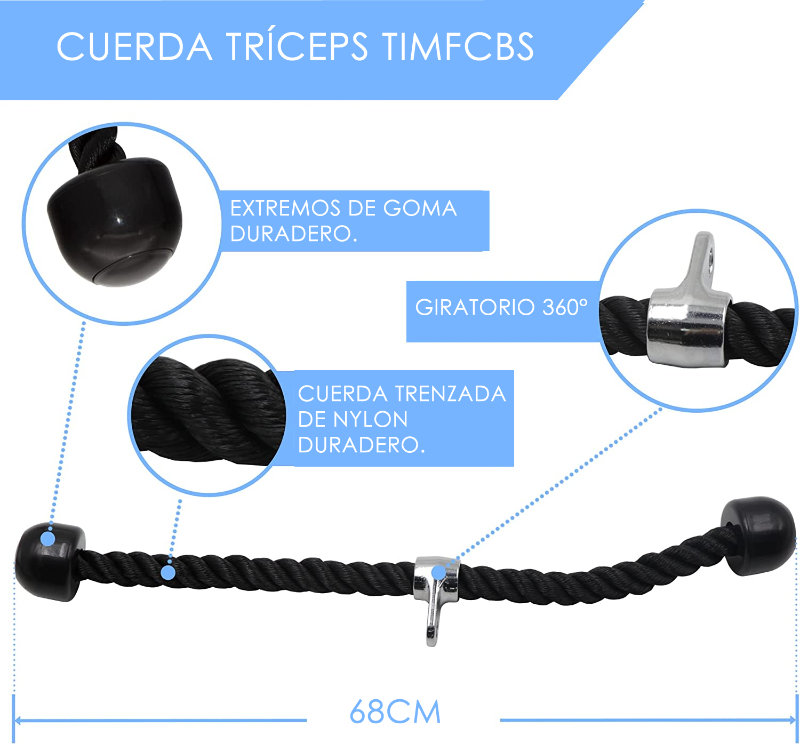 Lazo Cuerda Tríceps Bíceps Gimnasio Profesional Multifuerza