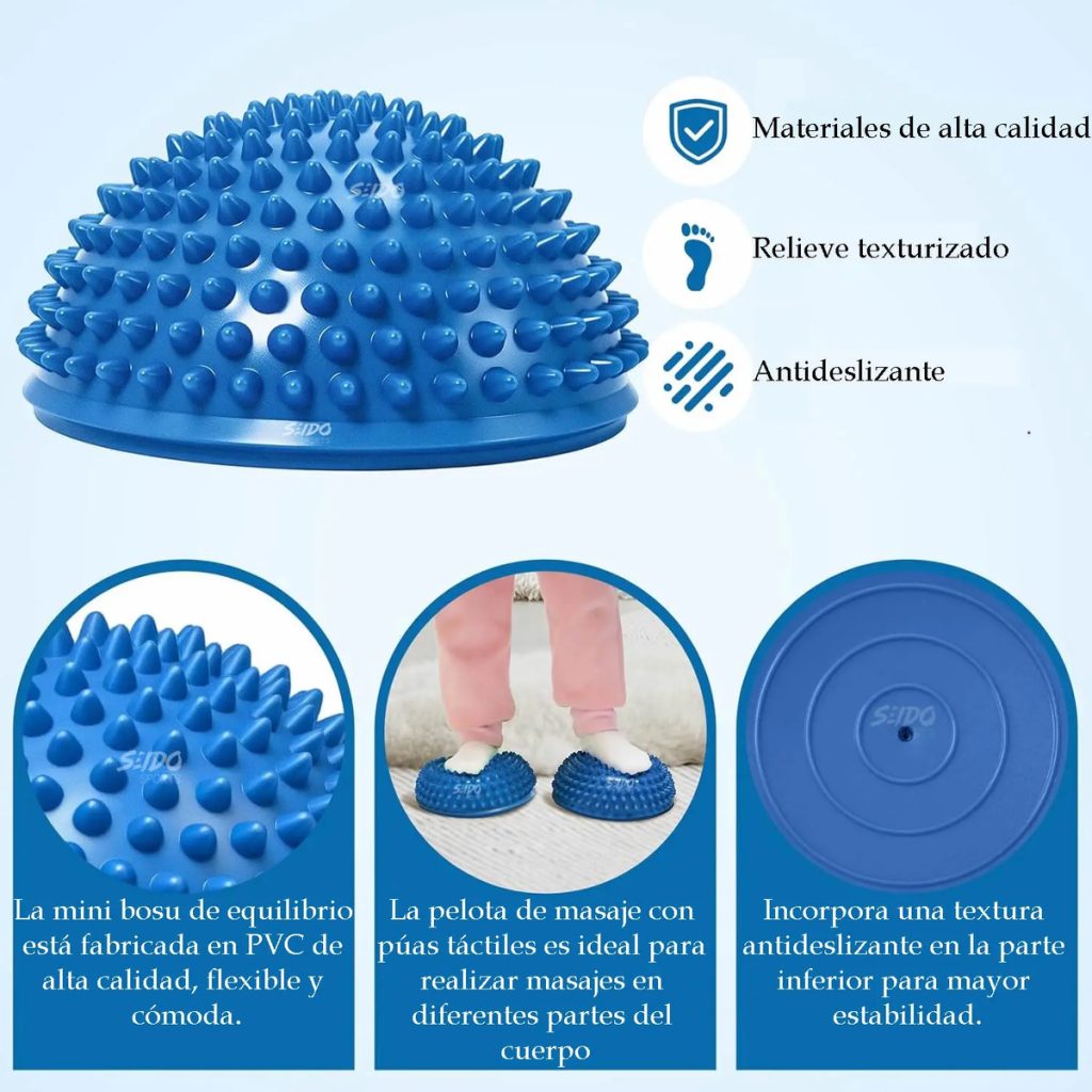 Mini Bosu Cojín Inestable Balón Masajeador Yoga Pilates Gym
