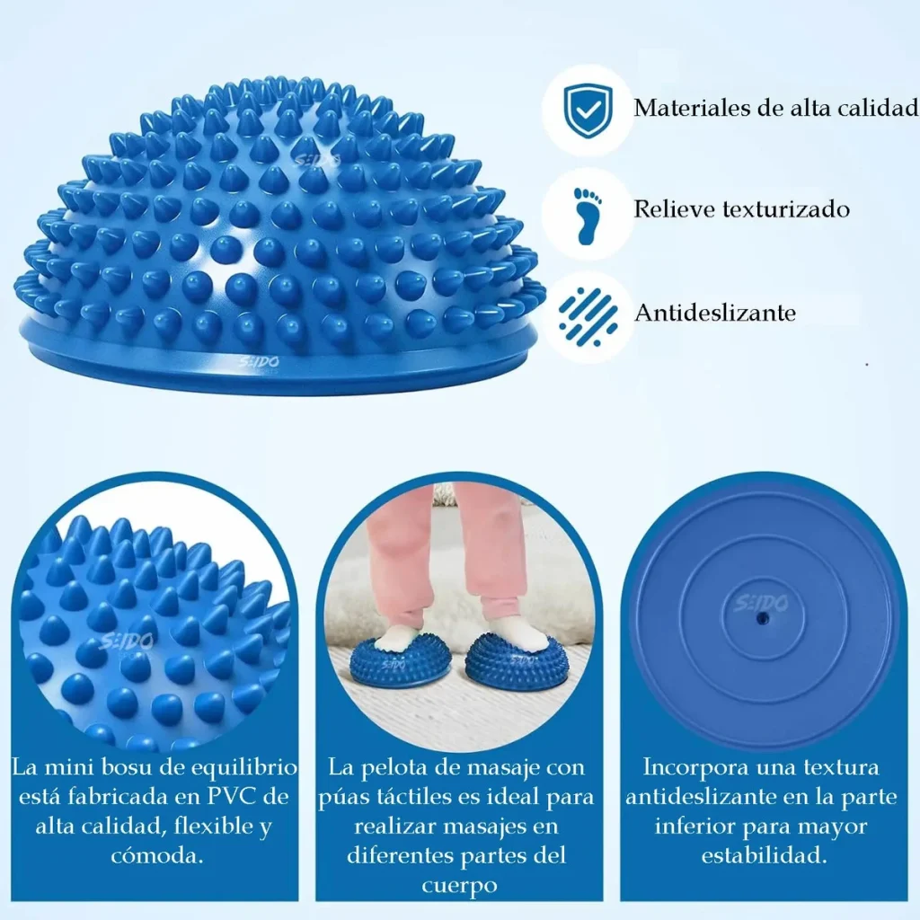 Mini Bosu Cojín Inestable Balón Masajeador Yoga Pilates Gym