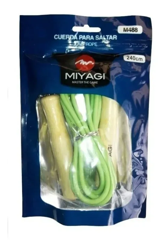 Cuerda Salto Lazo Pvc Miyagi Mango Madera Cardio Fitness Gym