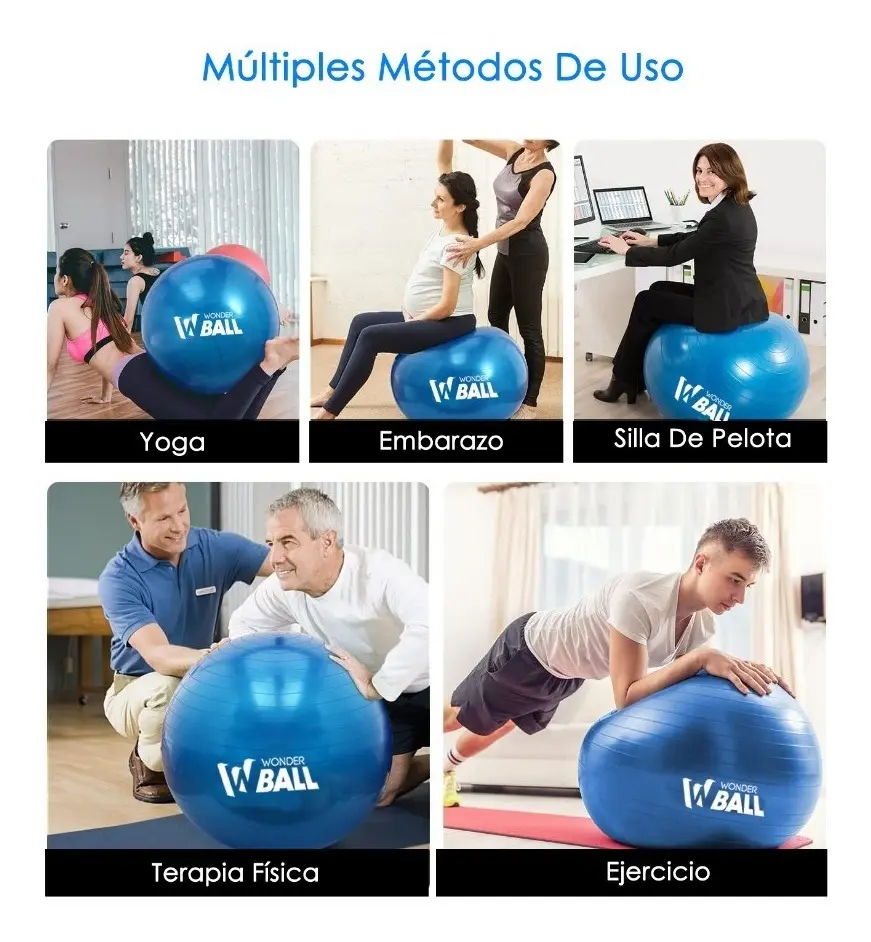 Balon Pilates Yoga Pelota Abdominales Gym 65 Cm + Inflador