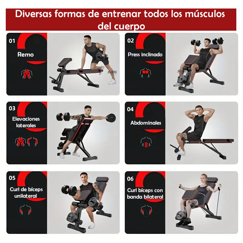 Banco Multifuncional Reclinable Pesas Predicador Multiusos