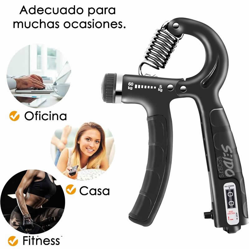 Tensor Hand Grip 60 Kg Contador Fortalece Mano Terapia Brazo
