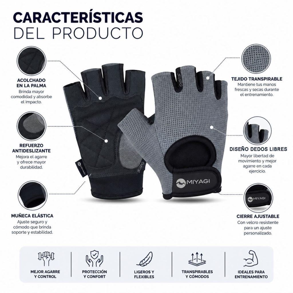 Guantes Deportivos Miyagi Proteccion Gimnasio Pesas Fitness