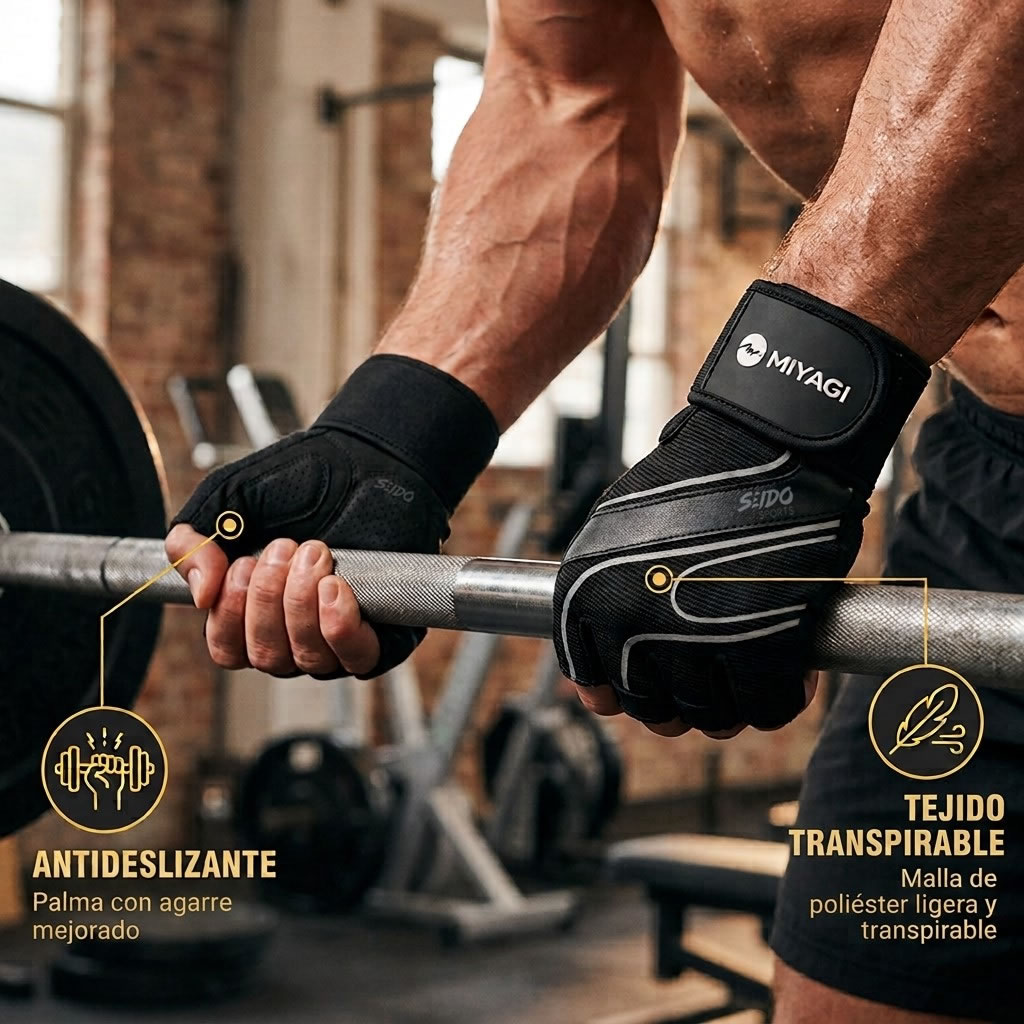 Guantes Deportivos Miyagi Muñequera Crossfit Gimnasio Pesas