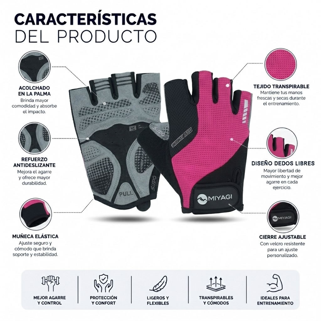 Guantes Deportivos Miyagi Ciclismo Fitness Gimnasio Pesas