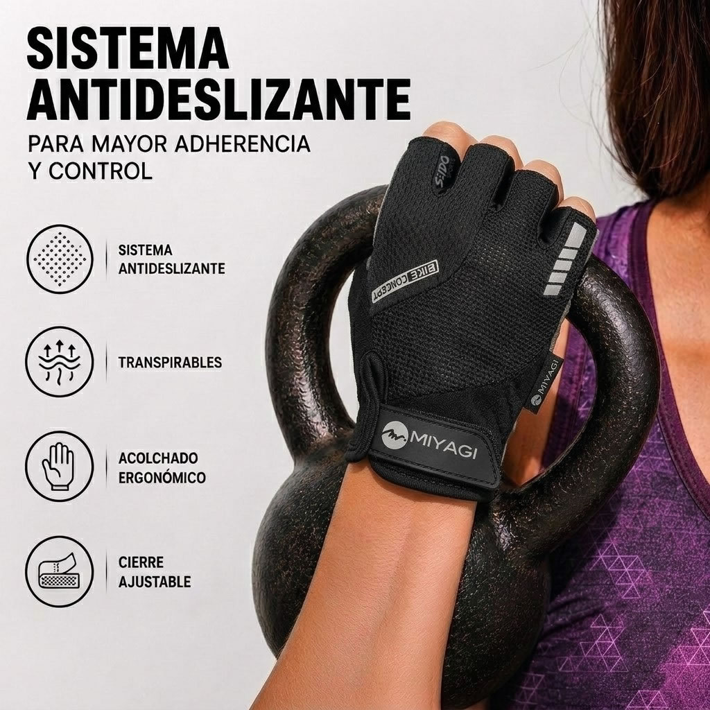 Guantes Deportivos Miyagi Ciclismo Fitness Gimnasio Pesas