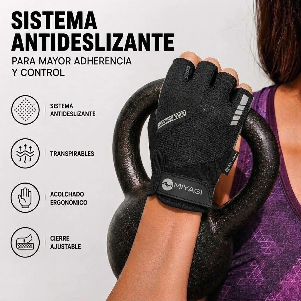 Guantes Deportivos Miyagi Ciclismo Fitness Gimnasio Pesas