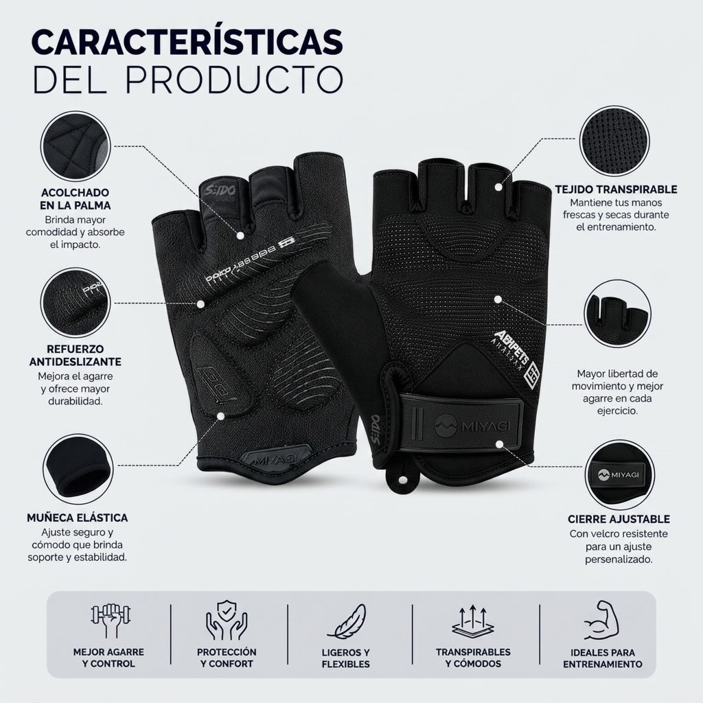 Guantes Deportivos Miyagi Crossfit Gimnasio Pesas Fitness