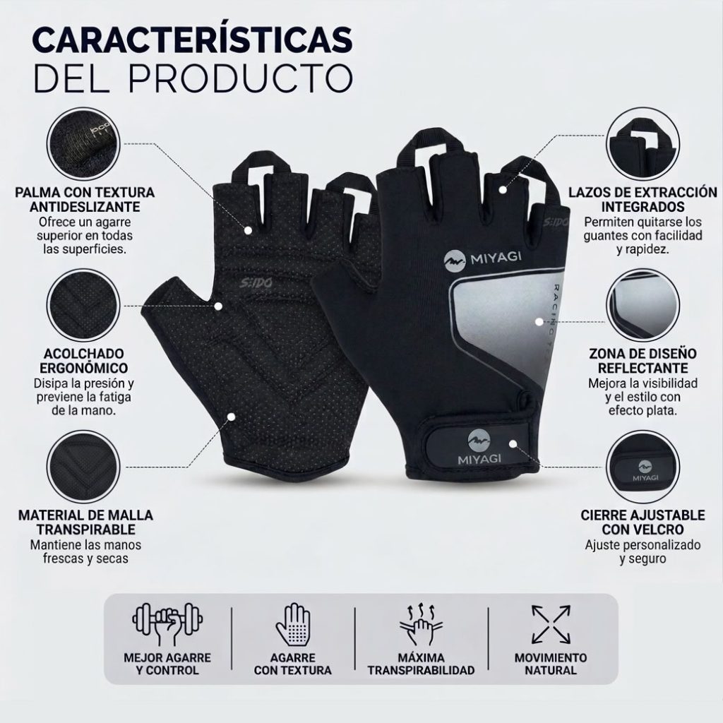 Guantes Deportivos Miyagi Entrenamiento Gimnasio Pesas