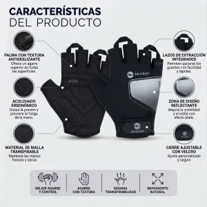 Guantes Deportivos Miyagi Ciclismo Fitness Gimnasio Pesas