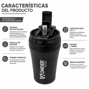 Termo Termico Vaso Cafe 420ml Botella Acero Antiderrame