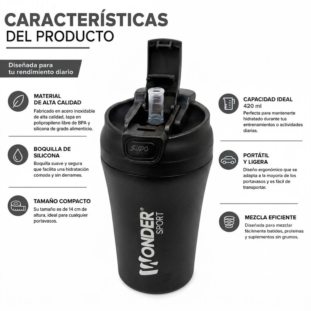Termo Termico Vaso Cafe 420ml Botella Acero Antiderrame