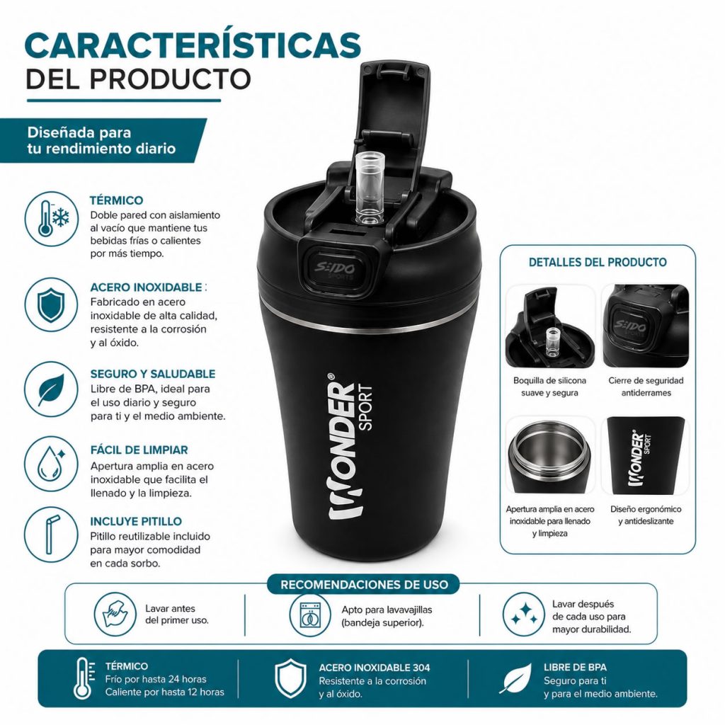 Termo Termico Vaso Cafe 420ml Botella Acero Antiderrame