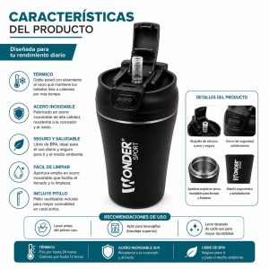 Termo Termico Vaso Cafe 420ml Botella Acero Antiderrame
