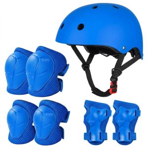 Kit Proteccion Patinaje Niños Casco Codera Muñequera Rodilla