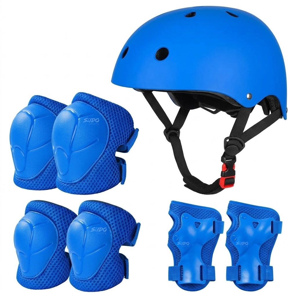 Kit Proteccion Patinaje Niños Casco Codera Muñequera Rodilla