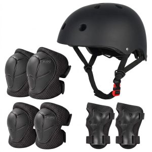 Kit Proteccion Patinaje Niños Casco Codera Muñequera Rodilla