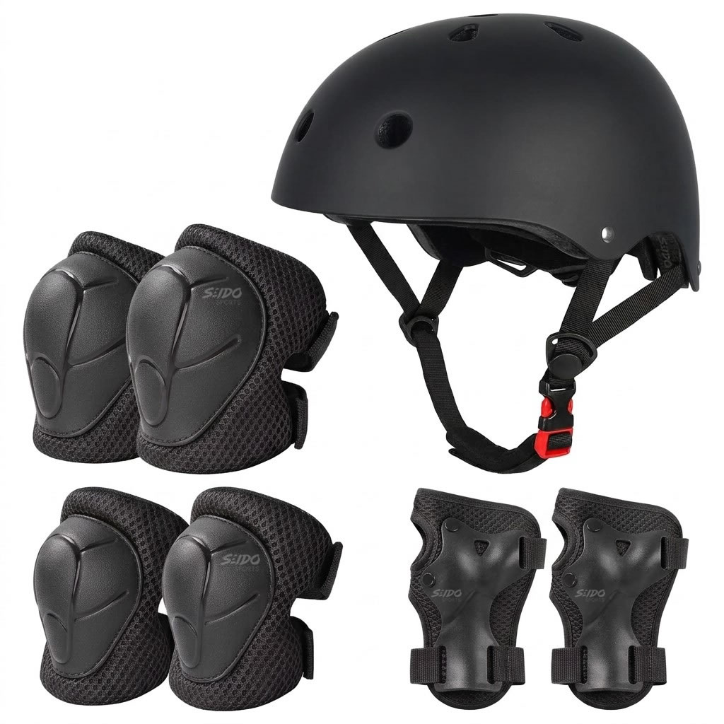 Kit Proteccion Patinaje Niños Casco Codera Muñequera Rodilla