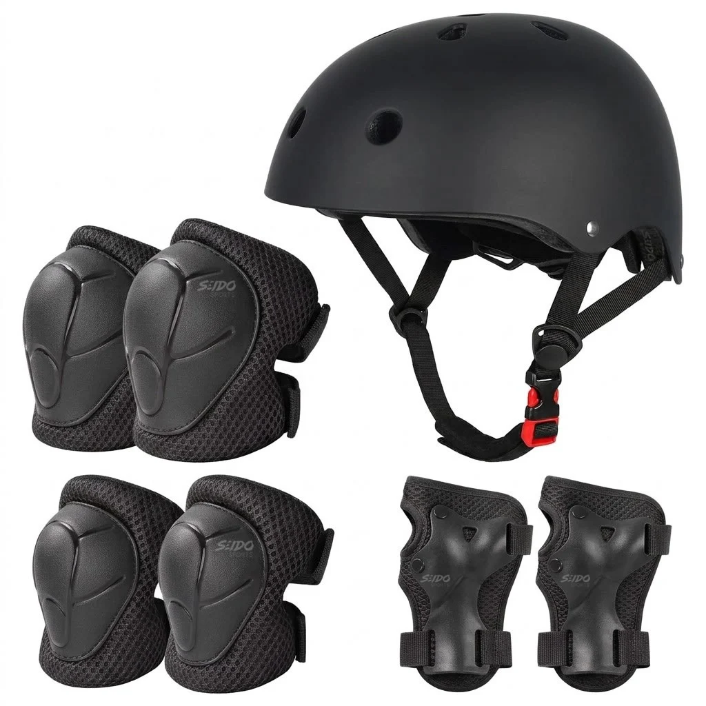Kit Protección Patinaje Niños Set Casco Codera Muñequera Rodillera