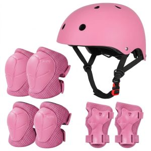 Kit Proteccion Patinaje Niños Casco Codera Muñequera Rodilla