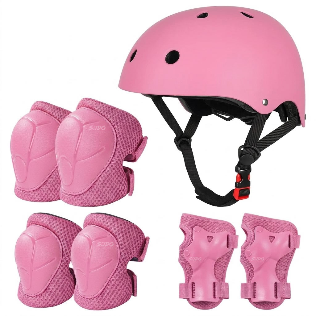 Kit Proteccion Patinaje Niños Casco Codera Muñequera Rodilla