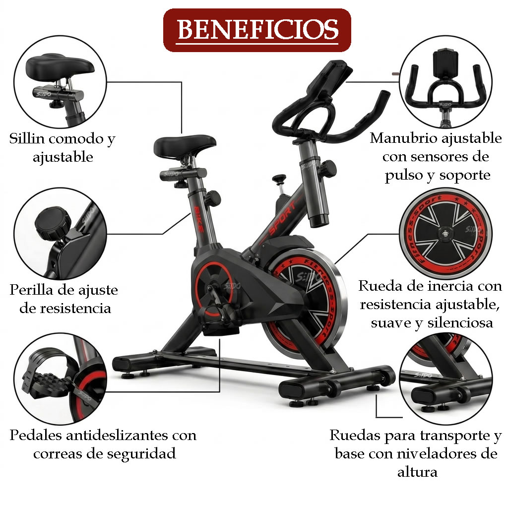 Bicicleta Spinning Monitor Frecuencia Cardiaca Estatica