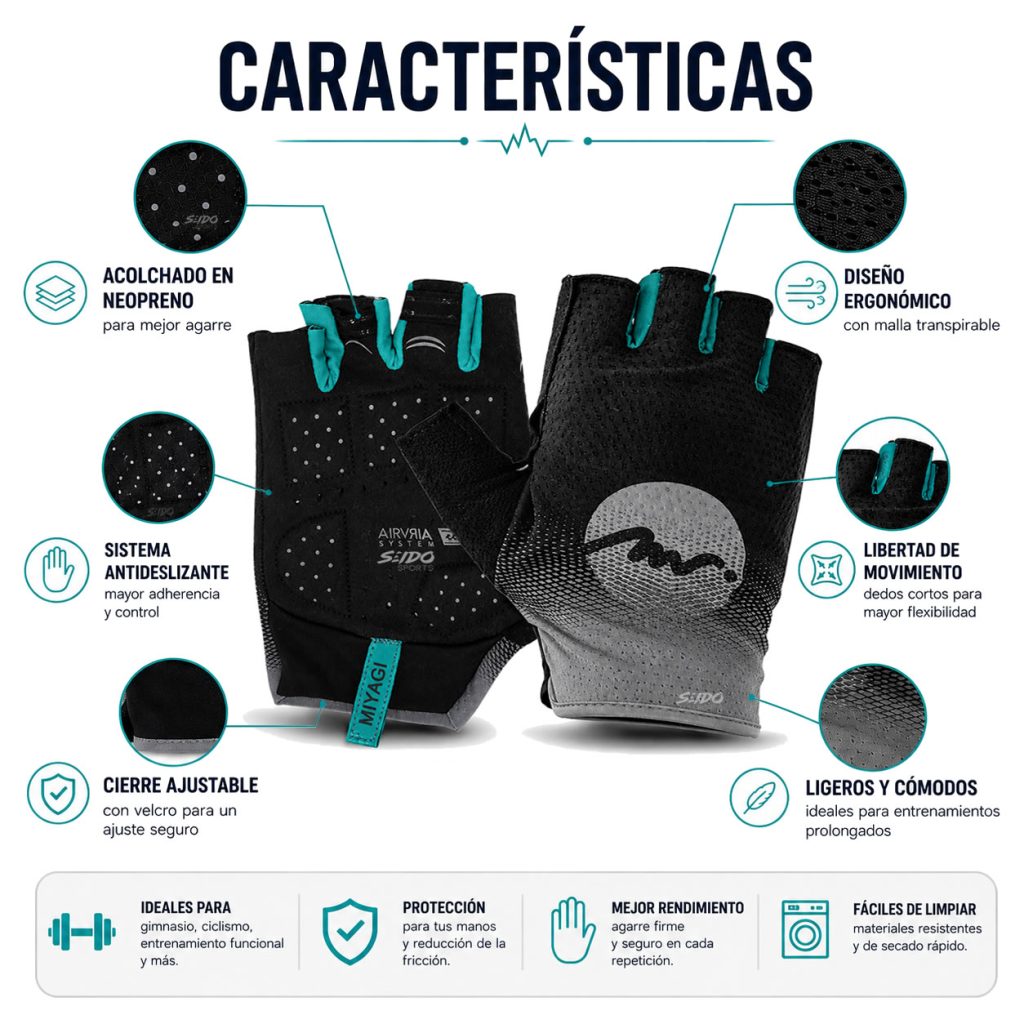 Guantes Deportivos Miyagi Proteccion Gimnasio Pesas Fitness