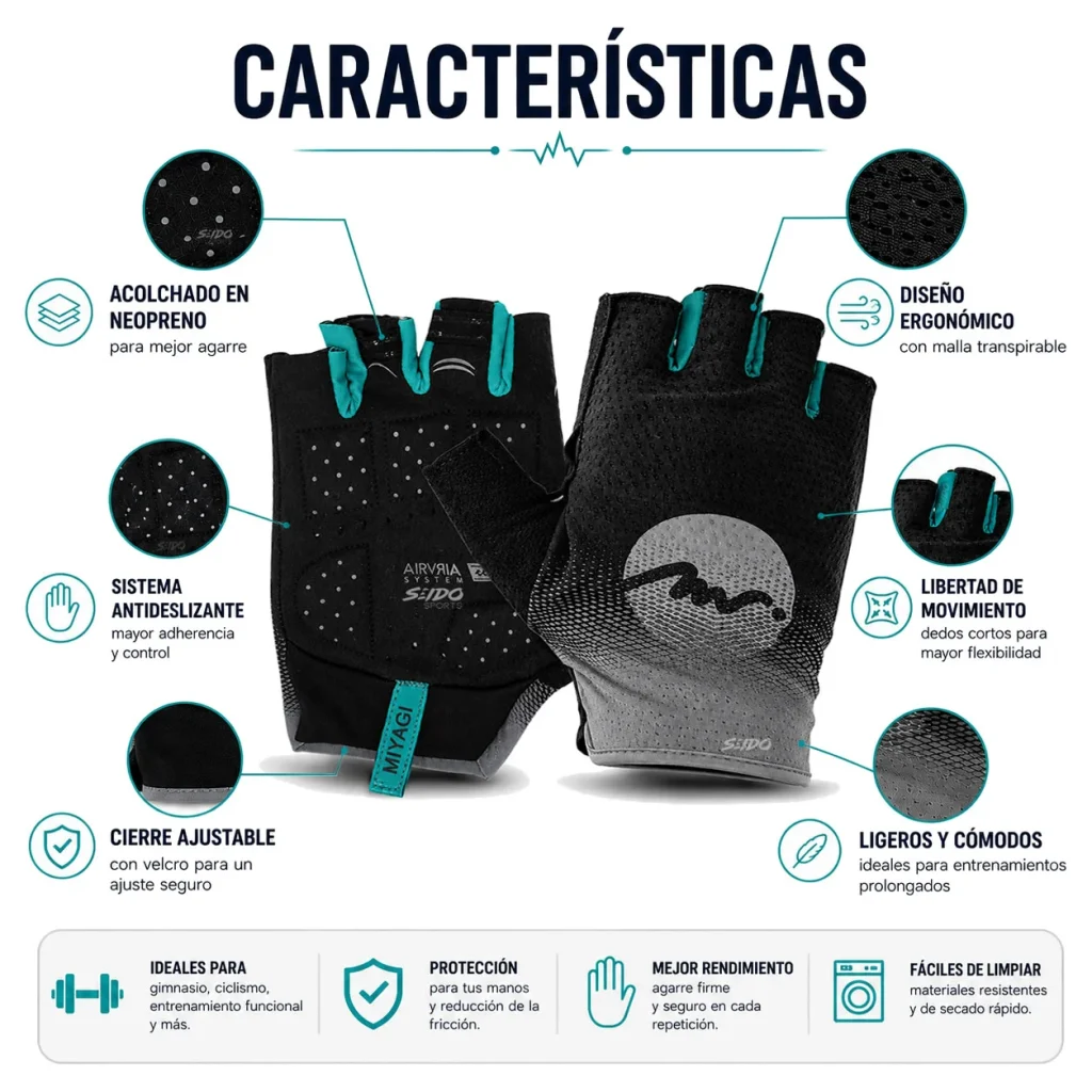 Guantes Deportivos Miyagi Proteccion Gimnasio Pesas Fitness