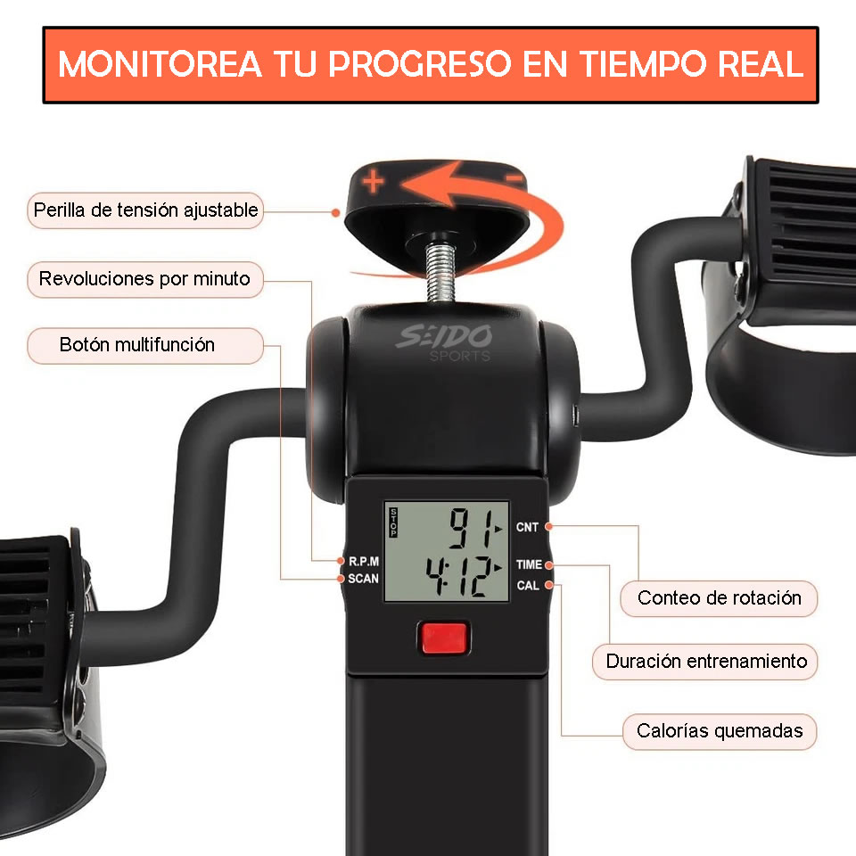 Mini Bicicleta Estatica Pedal Base Antideslizante Portatil