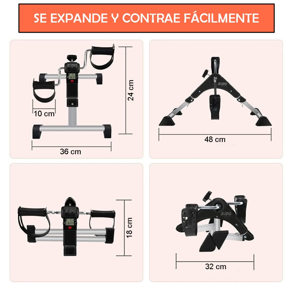 Mini Bicicleta Estatica Pedal Base Antideslizante Portatil
