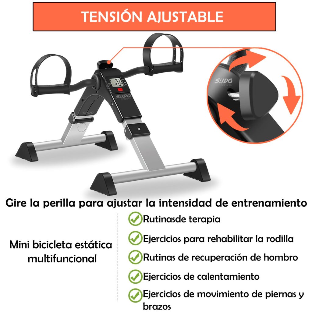 Mini Bicicleta Estatica Pedal Base Antideslizante Portatil