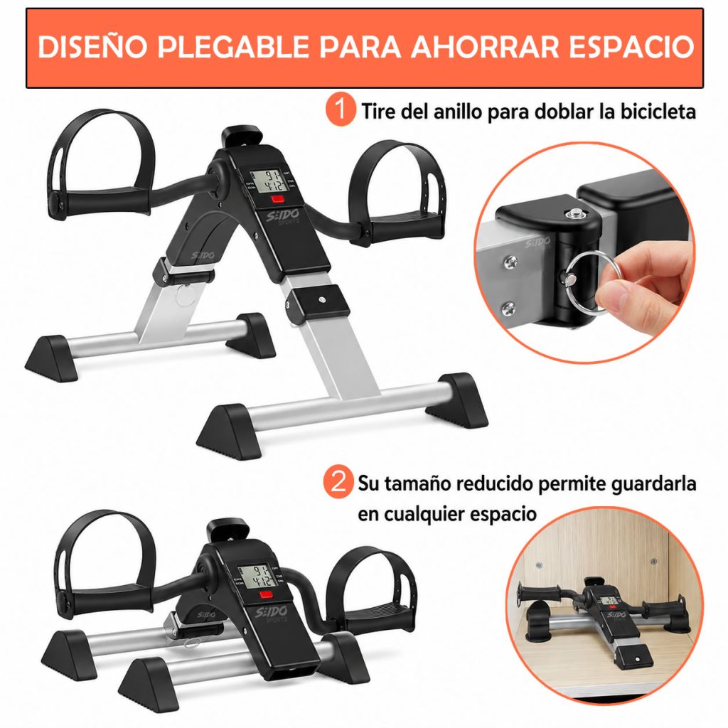 Mini Bicicleta Estatica Pedal Base Antideslizante Portatil
