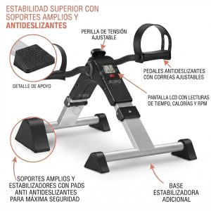 Mini Bicicleta Estatica Pedal Base Antideslizante Portatil