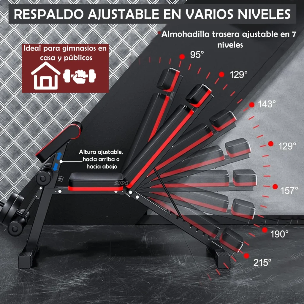 Banco Multifuncional Reclinable Pesas Predicador Multiusos