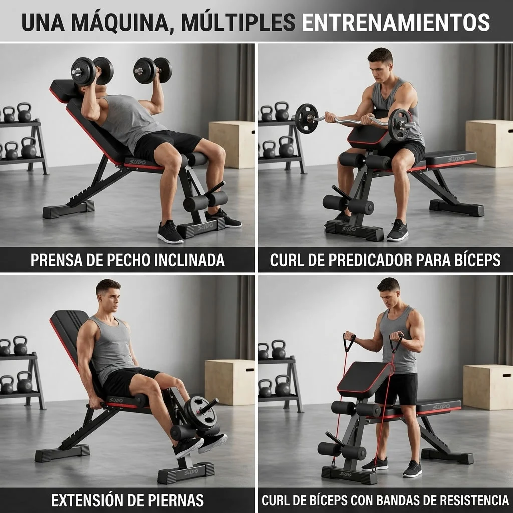 Banco Multifuncional Reclinable Pesas Predicador Multiusos