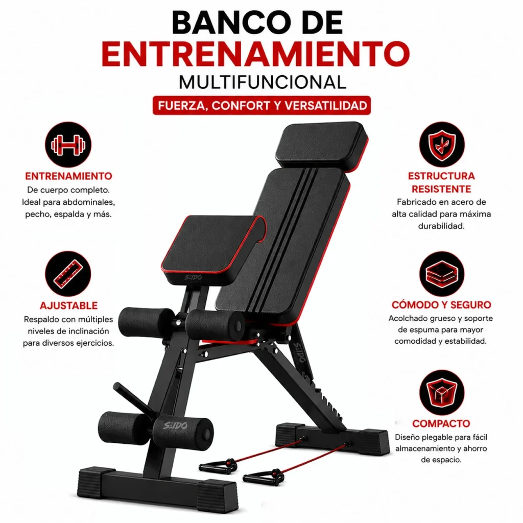 Banco Multifuncional Reclinable Pesas Predicador Multiusos