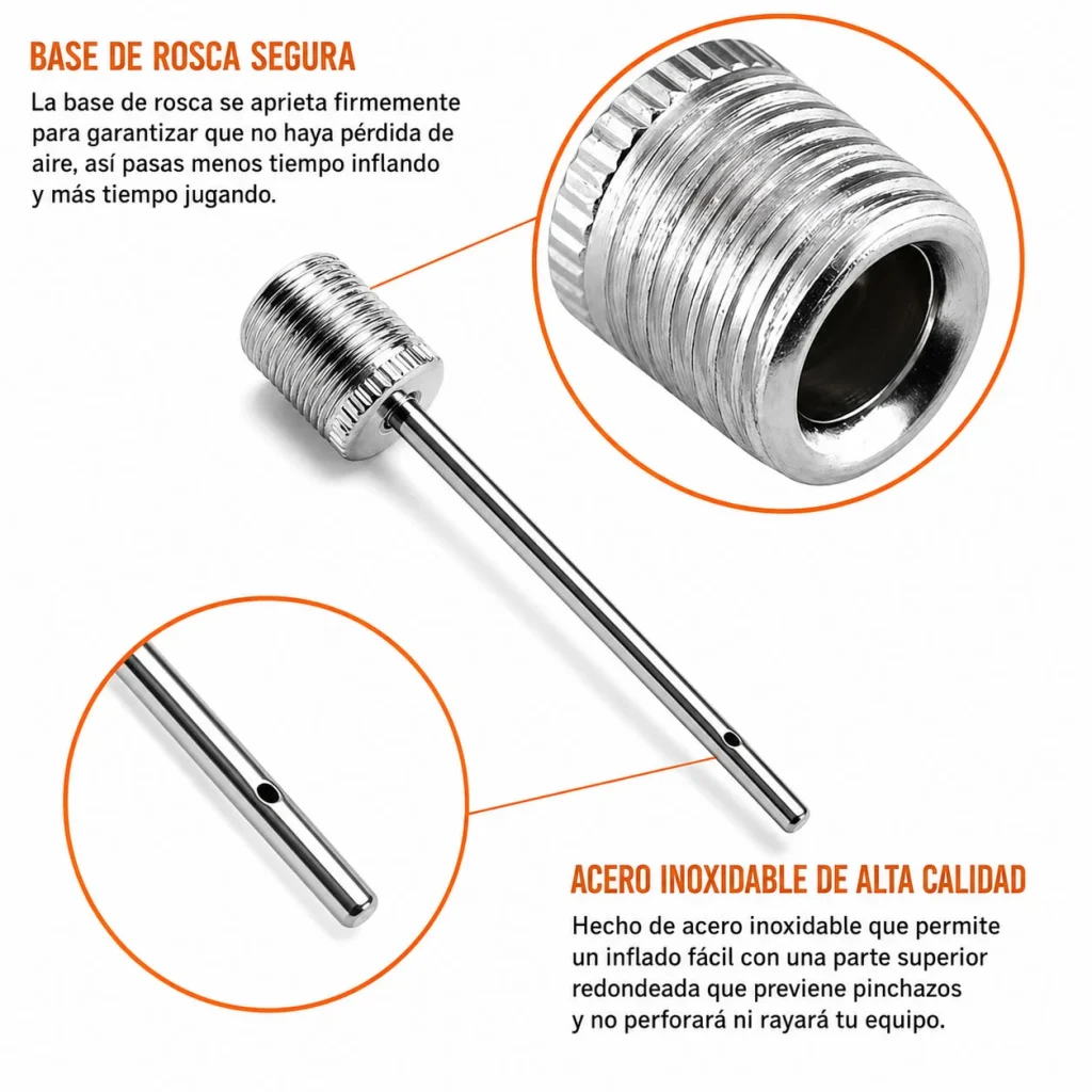 Aguja De Acero Inoxidable Adaptador Para Inflar Balones