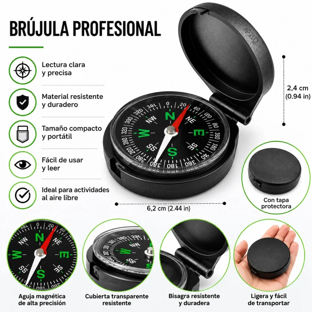 Brújula De Bolsillo Magnética Portatil Compass 45mm Camping