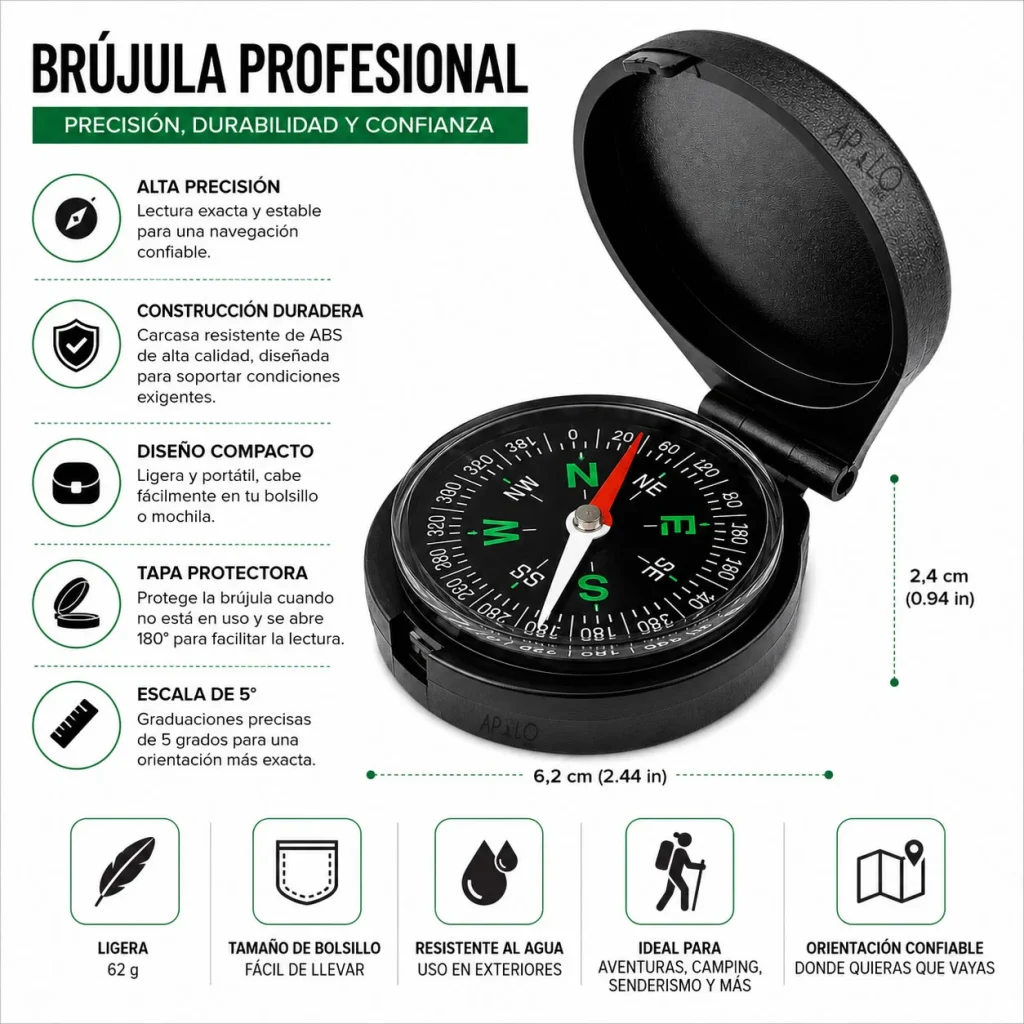 Brújula De Bolsillo Magnética Portatil Compass 45mm Camping