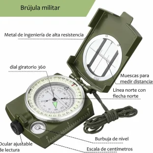 Brujula Táctica Profesional Con Luz Nocturna Metalica Flotante